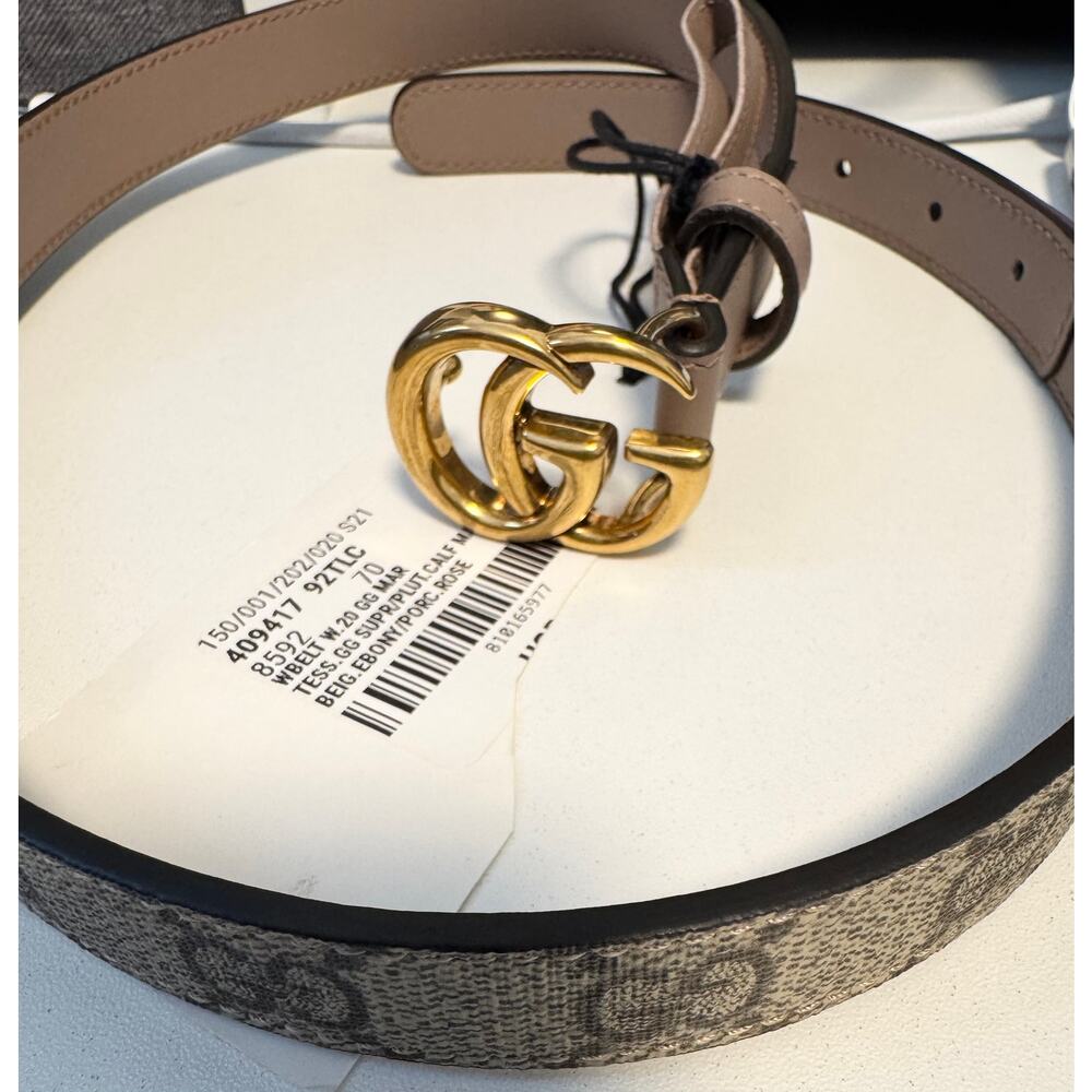 NWT GUCCI GG Supreme Monogram Calfskin Leather Canvas Belt - Picture 3 of 9